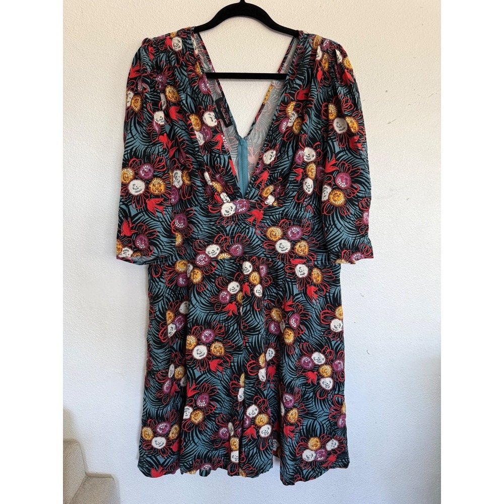 Trashy Diva Curious Corsage Deep cut Babydoll Romper  SZ 20 pockets floral